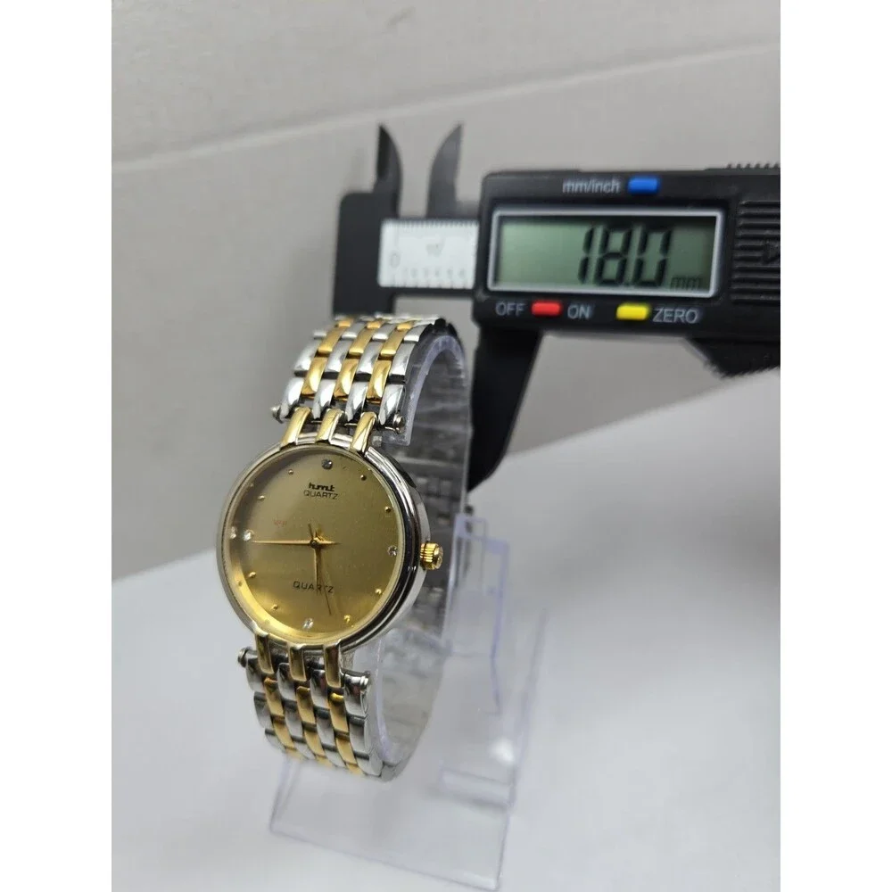 Vintage HMT Swarna Quartz Gold Silver Two Tone Gold 31mm Watch New Battery